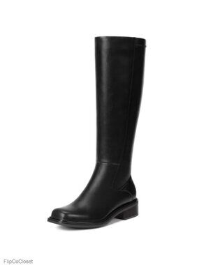 Women's Knee High Boots Low Heel Square Toe Side Zipper